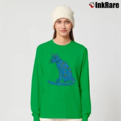 Women’s Abba Blue Cat Graphic Music Long-Sleeve Top in irish green | Sleek, Versatile, All-Season