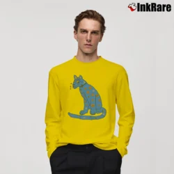 Men’s Abba Blue Cat Graphic Music Long-Sleeve Shirt in yellow | Sleek, Lightweight, Year-Round Wear