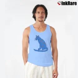 Men’s Abba Blue Cat Graphic Music Tank Top in light blue | Breathable, Active-Friendly Design