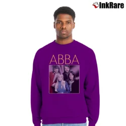 Men’s Abba Fan Art Vintage Music Crewneck Sweatshirt in purple | Cozy Fabric, Clean Style