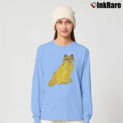 Women’s ABBA Yellow Cat Long-Sleeve Top in light blue | Sleek, Versatile, All-Season