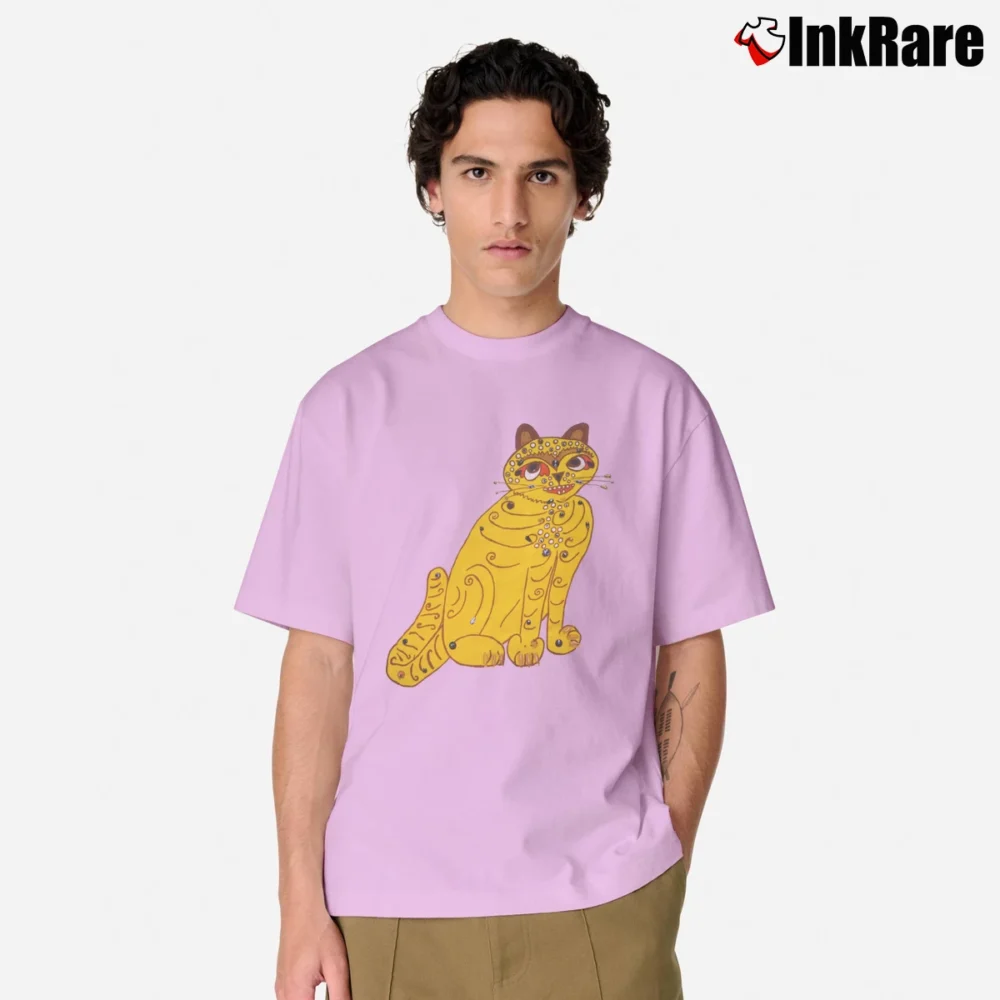 Men’s ABBA Yellow Cat Classic T-Shirt in light pink | Soft, Breathable Everyday Wear