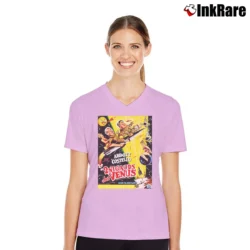 Women’s Abbott and Costello Go to Mars Poster V-Neck Tee in light pink | Chic Neckline, Soft Texture