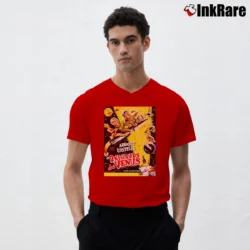 Men’s Abbott and Costello Go to Mars Poster V-Neck Tee in red | Sharp, Breathable, Everyday Staple