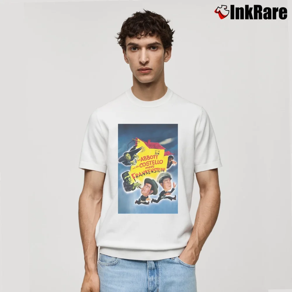 Men’s Abbott and Costello Meet Frankenstein Classic T-Shirt in white | Soft, Breathable Everyday Wear