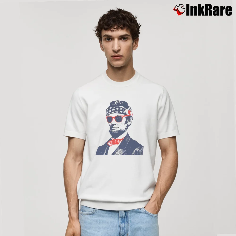 Men’s Abe Lincoln Usa Party Bandana Classic T-Shirt in white | Soft, Breathable Everyday Wear