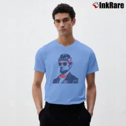 Men’s Abe Lincoln Usa Party Bandana V-Neck Tee in light blue | Sharp, Breathable, Everyday Staple
