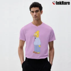 Men’s Abe Simpson Grandpa The Simpsons TV Show Character V-Neck Tee in light pink | Sharp, Breathable, Everyday Staple