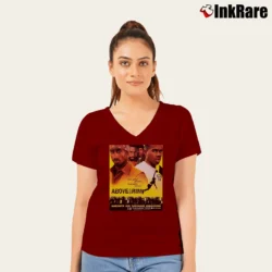 Women’s Above The Rim 1994 Movie V-Neck Tee in maroon | Chic Neckline, Soft Texture