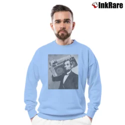 Men’s Abraham Lincoln Boombox Lost Gods Crewneck Sweatshirt in light blue | Cozy Fabric, Clean Style