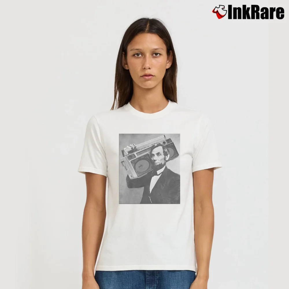 Women’s Abraham Lincoln Boombox Lost Gods Signature T-Shirt in white | Soft, Flattering Fit