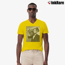 Men’s Abraham Lincoln Boombox Lost Gods V-Neck Tee in yellow | Sharp, Breathable, Everyday Staple