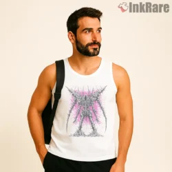 Abstract Colossal Titan Energy Burst Shirt on white tank top for men graphic tee
