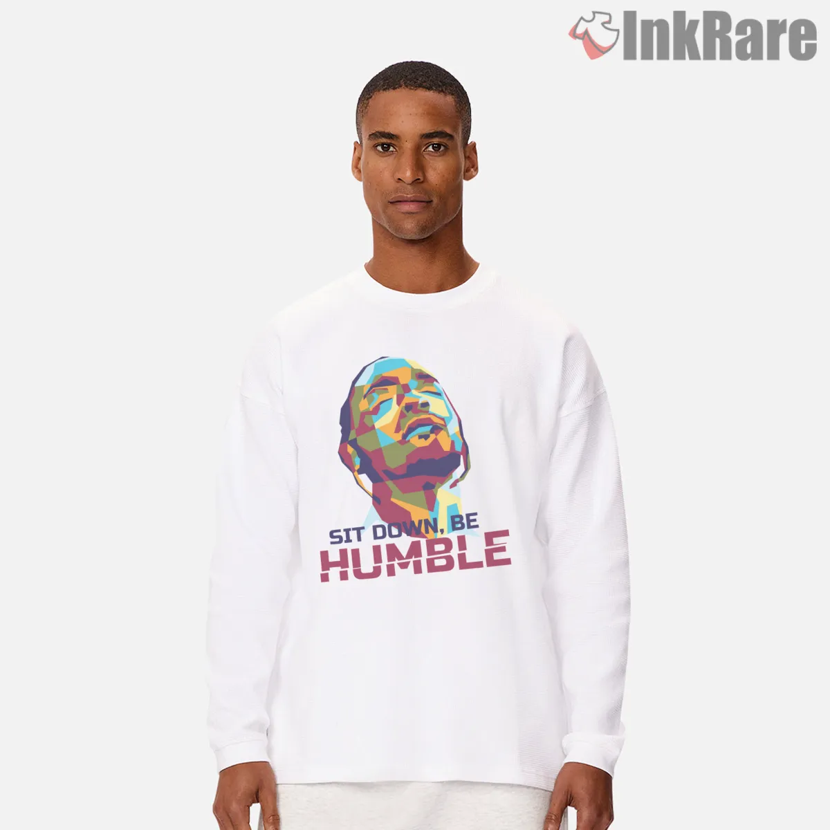 Abstract Wpap Sit Down Be Humble Kendrick Lamar Long Sleeve White Abstract Wpap Sit Down Be Humble Kendrick Lamar Shirt on white long sleeve shirt for men graphic tee