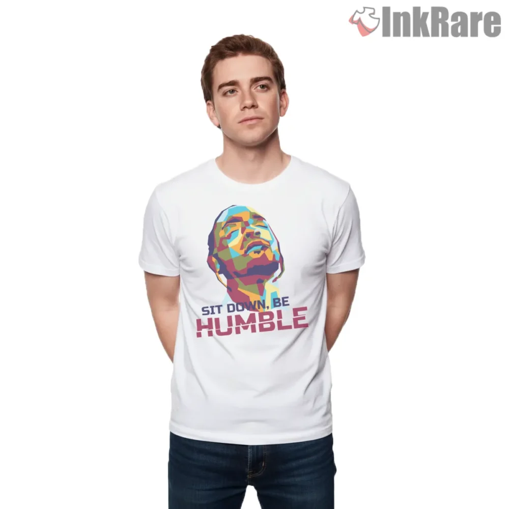 Abstract Wpap Sit Down Be Humble Kendrick Lamar Shirt on white short sleeve shirt for men graphic tee