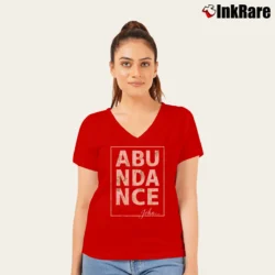 Women’s Abundance Heather Grey Graphic V-Neck Tee in red | Chic Neckline, Soft Texture