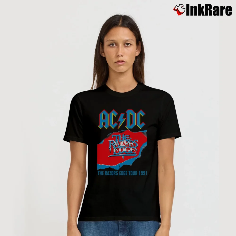 Women’s Acdc 1991 The Razors Edge Tour Signature T-Shirt in black | Soft, Flattering Fit