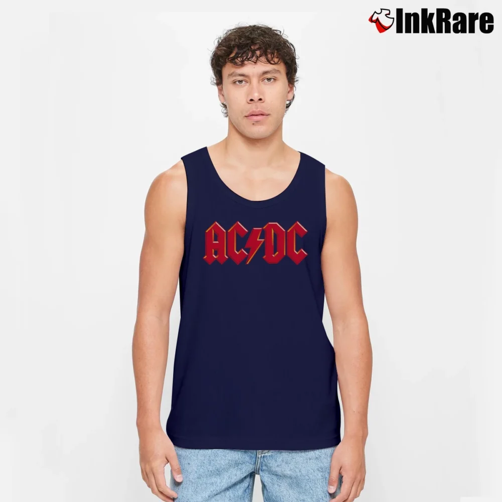 Men’s Acdc Classic Logo for Rock Music Lovers Tank Top in navy | Breathable, Active-Friendly Design