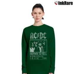 Women’s Acdc Highway To Hell World Tour 79 80 Rock Long-Sleeve Top in forest green | Sleek, Versatile, All-Season