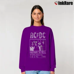 Women’s Acdc Highway To Hell World Tour 79 80 Rock Relaxed Sweatshirt in purple | Soft, Laid-Back Vibe