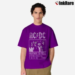 Men’s Acdc Highway To Hell World Tour 79 80 Rock Classic T-Shirt in purple | Soft, Breathable Everyday Wear