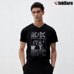 Men’s Acdc Highway To Hell World Tour 79 80 Rock V-Neck Tee in black | Sharp, Breathable, Everyday Staple