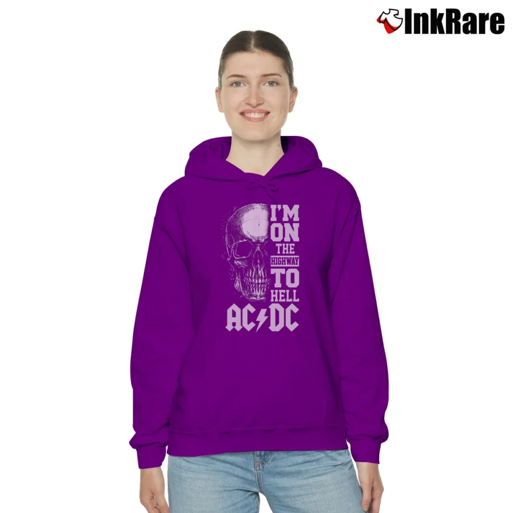 Women’s Acdc I'm On The Highway To Hell for Rock Fans Cozy Hoodie in purple | Warm, Structured, Stylish