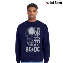 Men’s Acdc I'm On The Highway To Hell for Rock Fans Crewneck Sweatshirt in navy | Cozy Fabric, Clean Style