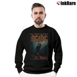 Men’s Acdc Let There Be Rock Mens Big And Tall Crewneck Sweatshirt in black | Cozy Fabric, Clean Style