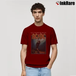 Men’s Acdc Let There Be Rock Mens Big And Tall Classic T-Shirt in maroon | Soft, Breathable Everyday Wear