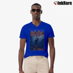 Men’s Acdc Let There Be Rock Mens Big And Tall V-Neck Tee in royal blue | Sharp, Breathable, Everyday Staple