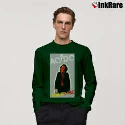 Men’s Acdc Powerage Rock Band Legend Long-Sleeve Shirt in forest green | Sleek, Lightweight, Year-Round Wear