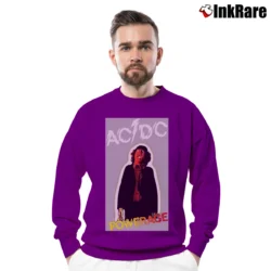 Men’s Acdc Powerage Rock Band Legend Crewneck Sweatshirt in purple | Cozy Fabric, Clean Style
