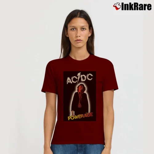 Acdc Powerage Rock Band Legend Women’s Signature Tee in maroon – Effortless Style Women’s Acdc Powerage Rock Band Legend Signature T-Shirt in maroon | Soft, Flattering Fit