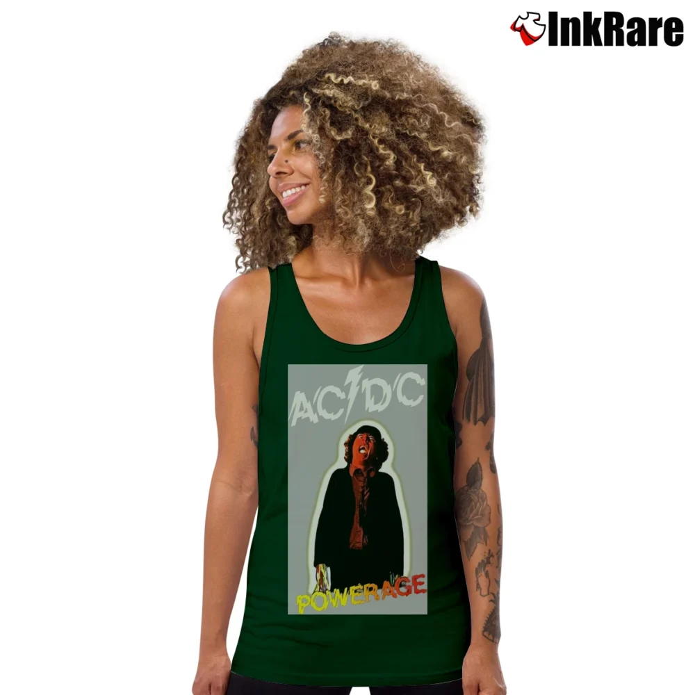Women’s Acdc Powerage Rock Band Legend Tank Top in forest green | Lightweight, Movement-Friendly