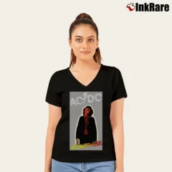 Women’s Acdc Powerage Rock Band Legend V-Neck Tee in black | Chic Neckline, Soft Texture