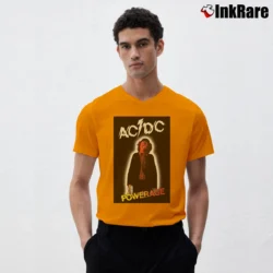 Men’s Acdc Powerage Rock Band Legend V-Neck Tee in orange | Sharp, Breathable, Everyday Staple