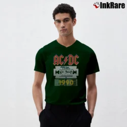 Men’s Acdc The Razors Edge Tour 1990 for Classic Rock Fans V-Neck Tee in forest green | Sharp, Breathable, Everyday Staple