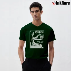 Men’s Acid Bath Scream Of The Butterfly V-Neck Tee in forest green | Sharp, Breathable, Everyday Staple