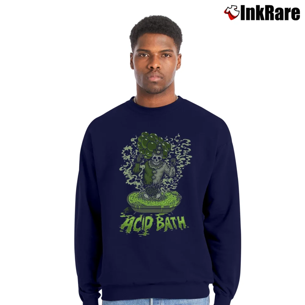 Men’s Acid Bath Sludge Metal Crewneck Sweatshirt in navy | Cozy Fabric, Clean Style