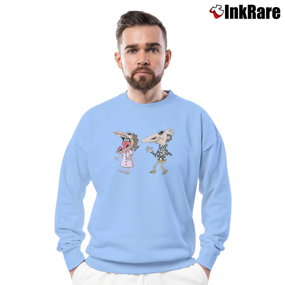 Adam And Barbara Beetlejuice Men’s Crewneck Sweatshirt in light blue – Soft & Durable Men’s Adam And Barbara Beetlejuice Crewneck Sweatshirt in light blue | Cozy Fabric, Clean Style