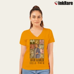 Women’s Adam Sandler Eras Tour V-Neck Tee in orange | Chic Neckline, Soft Texture