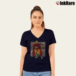 Women’s Adam Warlock Silver Age Marvel Classic Covers V-Neck Tee in navy | Chic Neckline, Soft Texture