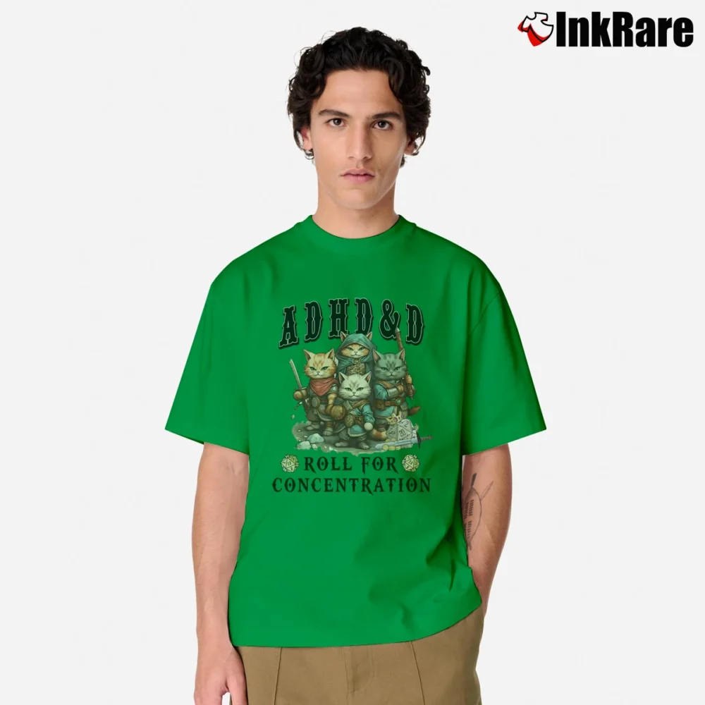 Men’s Adhd And D Roll For Concentration Dungeons And Dragons Mental Health Classic T-Shirt in irish green | Soft, Breathable Everyday Wear