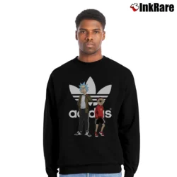 Men’s Adidas Logo Rick And Morty Graphic Crewneck Sweatshirt in black | Cozy Fabric, Clean Style
