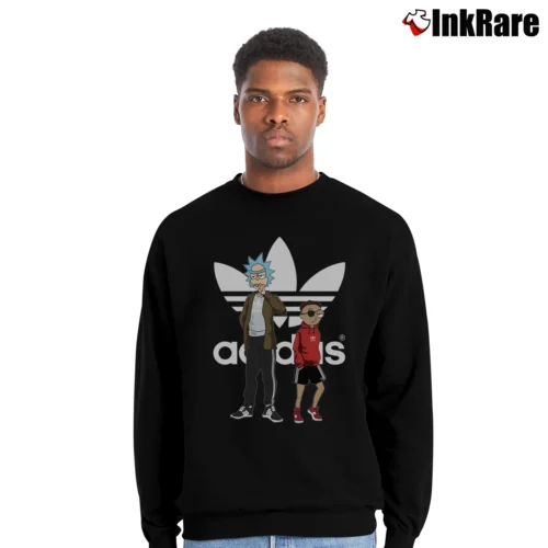Adidas Logo Rick And Morty Graphic Men’s Crewneck Sweatshirt in black – Soft & Durable Men’s Adidas Logo Rick And Morty Graphic Crewneck Sweatshirt in black | Cozy Fabric, Clean Style