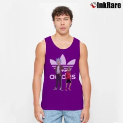Men’s Adidas Logo Rick And Morty Graphic Tank Top in purple | Breathable, Active-Friendly Design