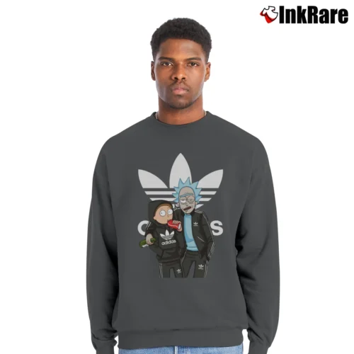 Adidas Logo Rick And Morty Men’s Crewneck Sweatshirt in charcoal – Soft & Durable Men’s Adidas Logo Rick And Morty Crewneck Sweatshirt in charcoal | Cozy Fabric, Clean Style