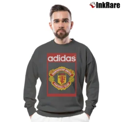 Men’s Adidas Manchester United Label Crewneck Sweatshirt in charcoal | Cozy Fabric, Clean Style