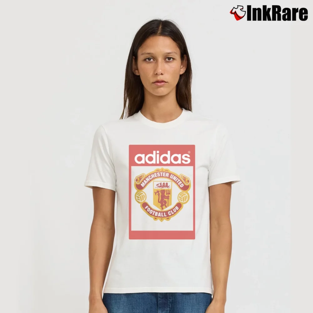 Women’s Adidas Manchester United Originals Signature T-Shirt in white | Soft, Flattering Fit